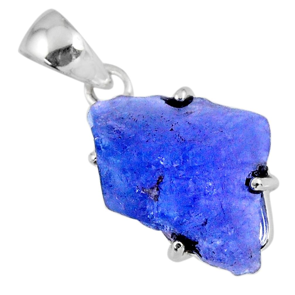 13.55cts natural blue tanzanite rough 925 sterling silver pendant jewelry r56681
