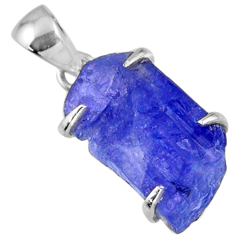 16.25cts natural blue tanzanite rough 925 sterling silver pendant jewelry r56682