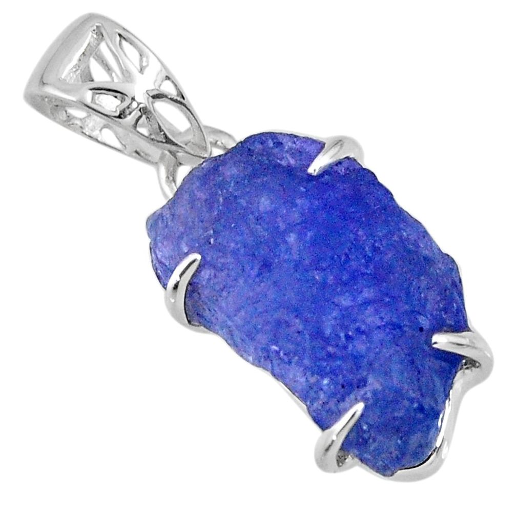 12.56cts natural blue tanzanite rough 925 sterling silver pendant jewelry r56683