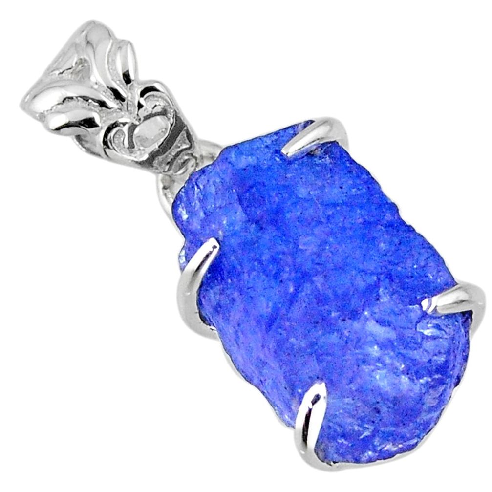 13.58cts natural blue tanzanite rough 925 sterling silver pendant jewelry r56686