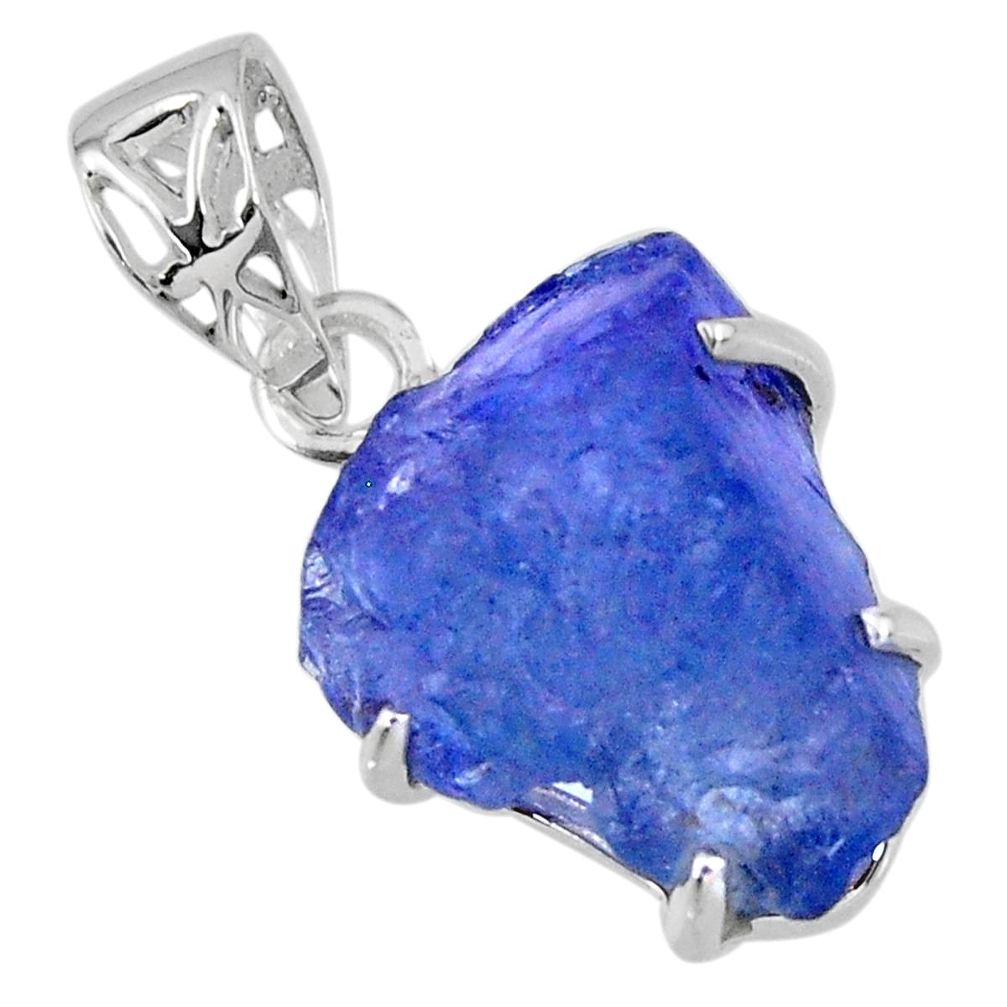 12.56cts natural blue tanzanite rough 925 sterling silver pendant jewelry r56688