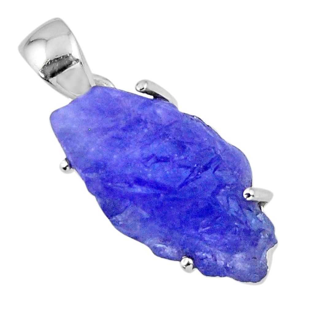 14.12cts natural blue tanzanite rough 925 sterling silver pendant jewelry r56689