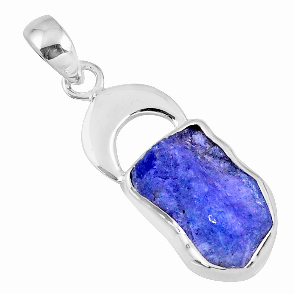 6.95cts natural blue tanzanite rough 925 sterling silver pendant jewelry r56848