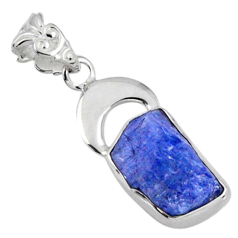 7.30cts natural blue tanzanite rough 925 sterling silver pendant jewelry r56849