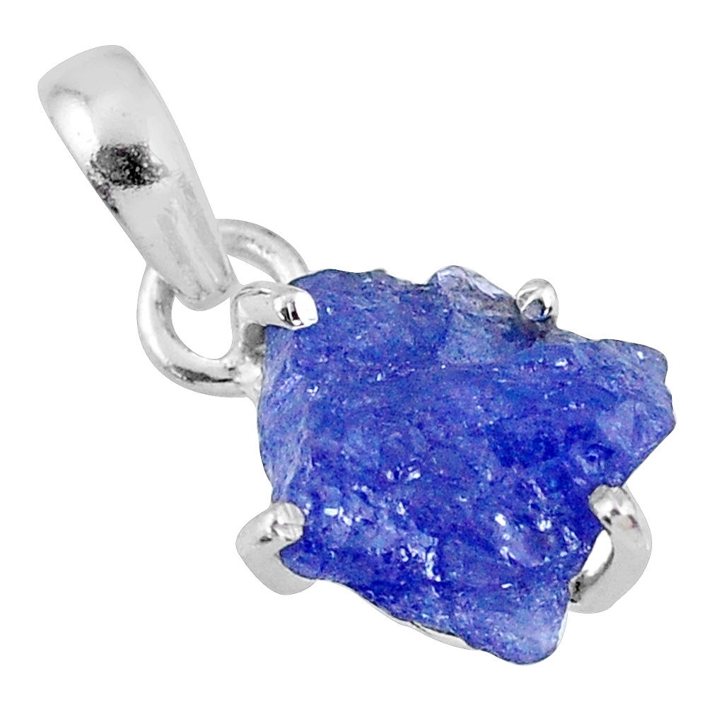 7.82cts natural blue tanzanite rough 925 sterling silver pendant jewelry r61941