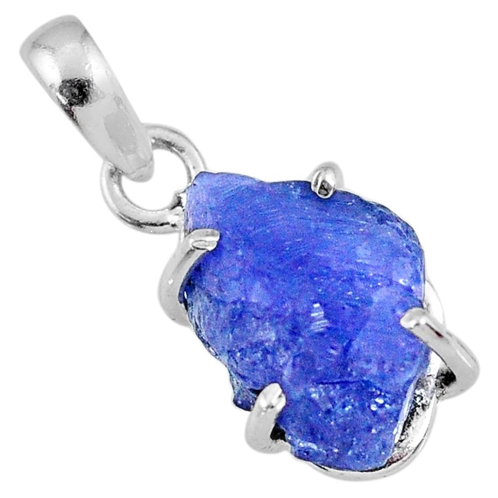 9.34cts natural blue tanzanite rough 925 sterling silver pendant jewelry r61951