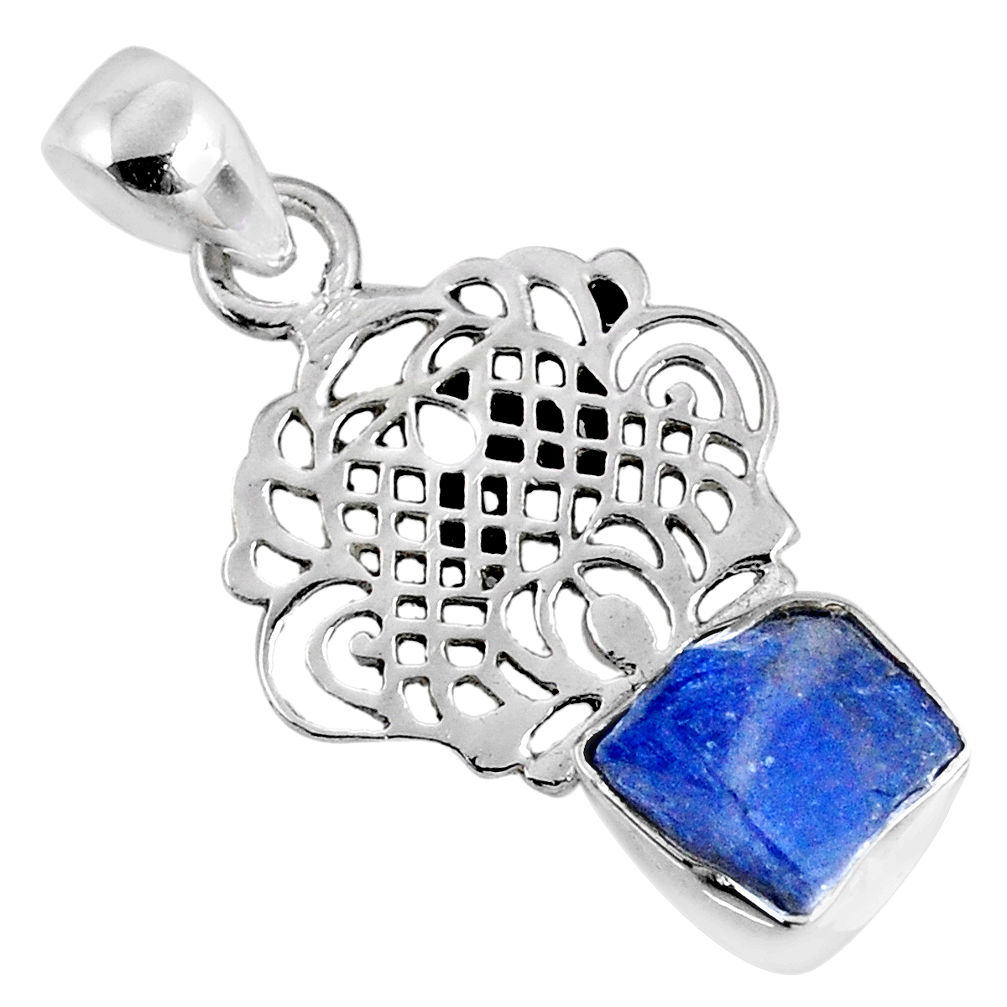 6.70cts natural blue tanzanite rough 925 sterling silver pendant jewelry r62065