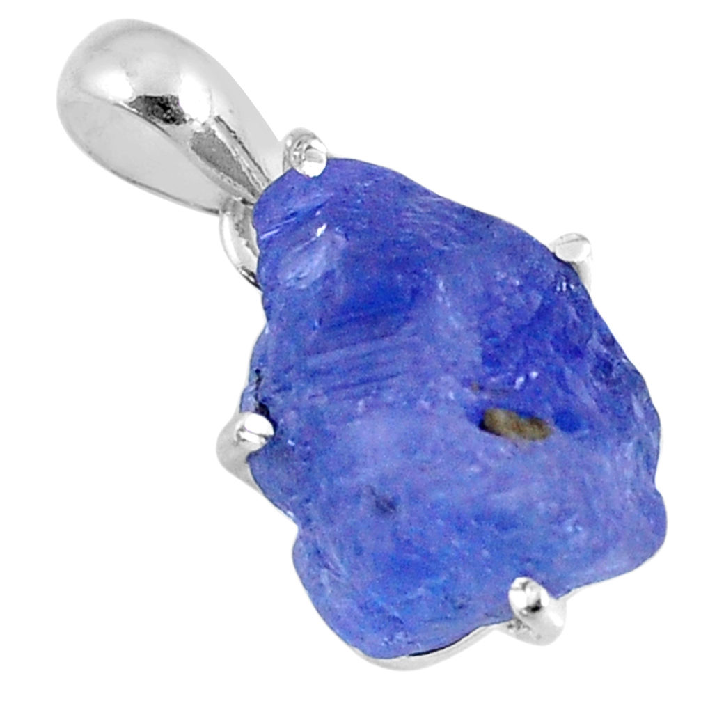 13.58cts natural blue tanzanite rough 925 sterling silver pendant jewelry r62069