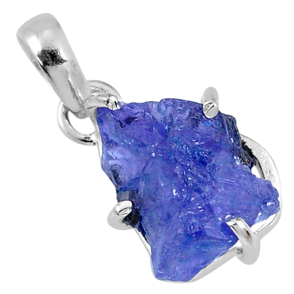 10.85cts natural blue tanzanite rough 925 sterling silver pendant jewelry r62077