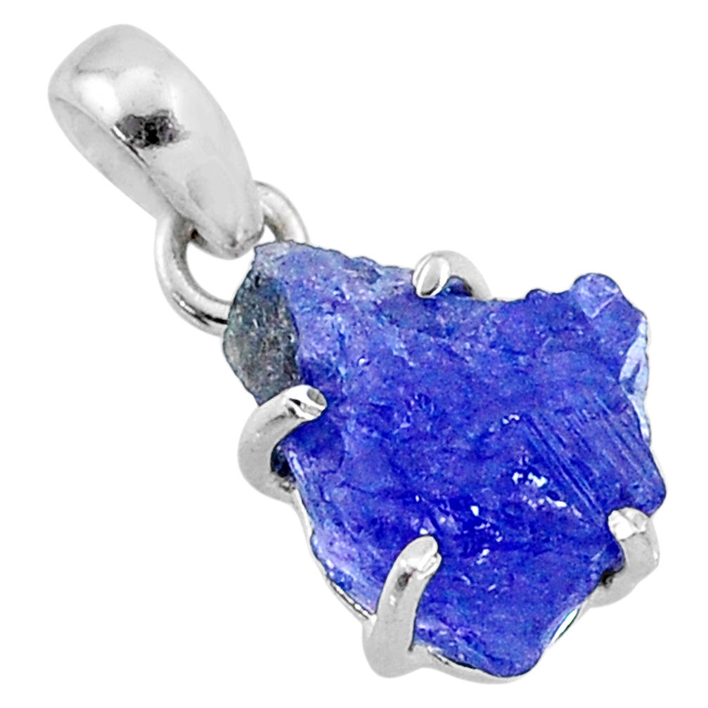 10.56cts natural blue tanzanite rough 925 sterling silver pendant jewelry r65069