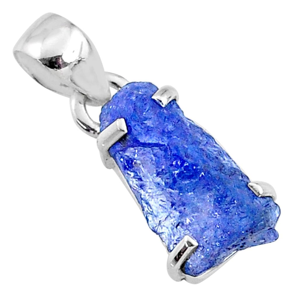 8.51cts natural blue tanzanite rough 925 sterling silver pendant jewelry r65077