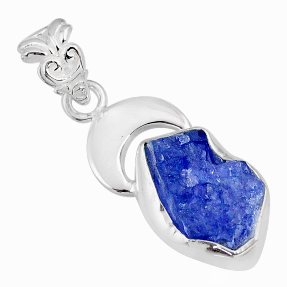 6.26cts natural blue tanzanite raw 925 sterling silver handmade pendant r80894