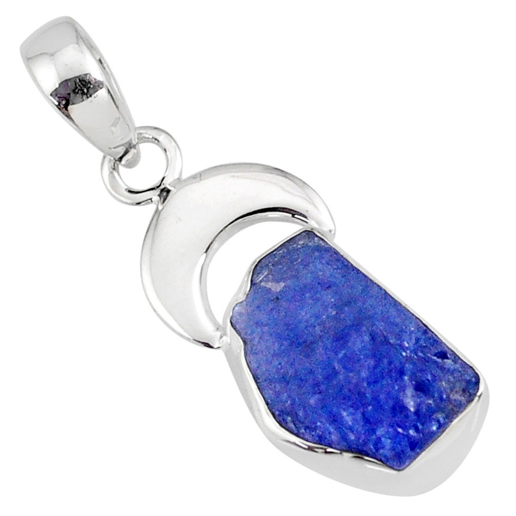 6.27cts natural blue tanzanite raw 925 sterling silver handmade pendant r80897