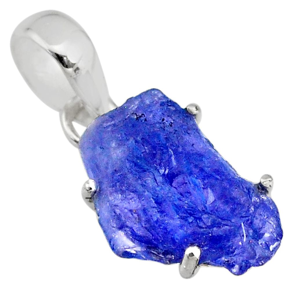 9.05cts natural blue tanzanite raw 925 sterling silver handmade pendant r82955