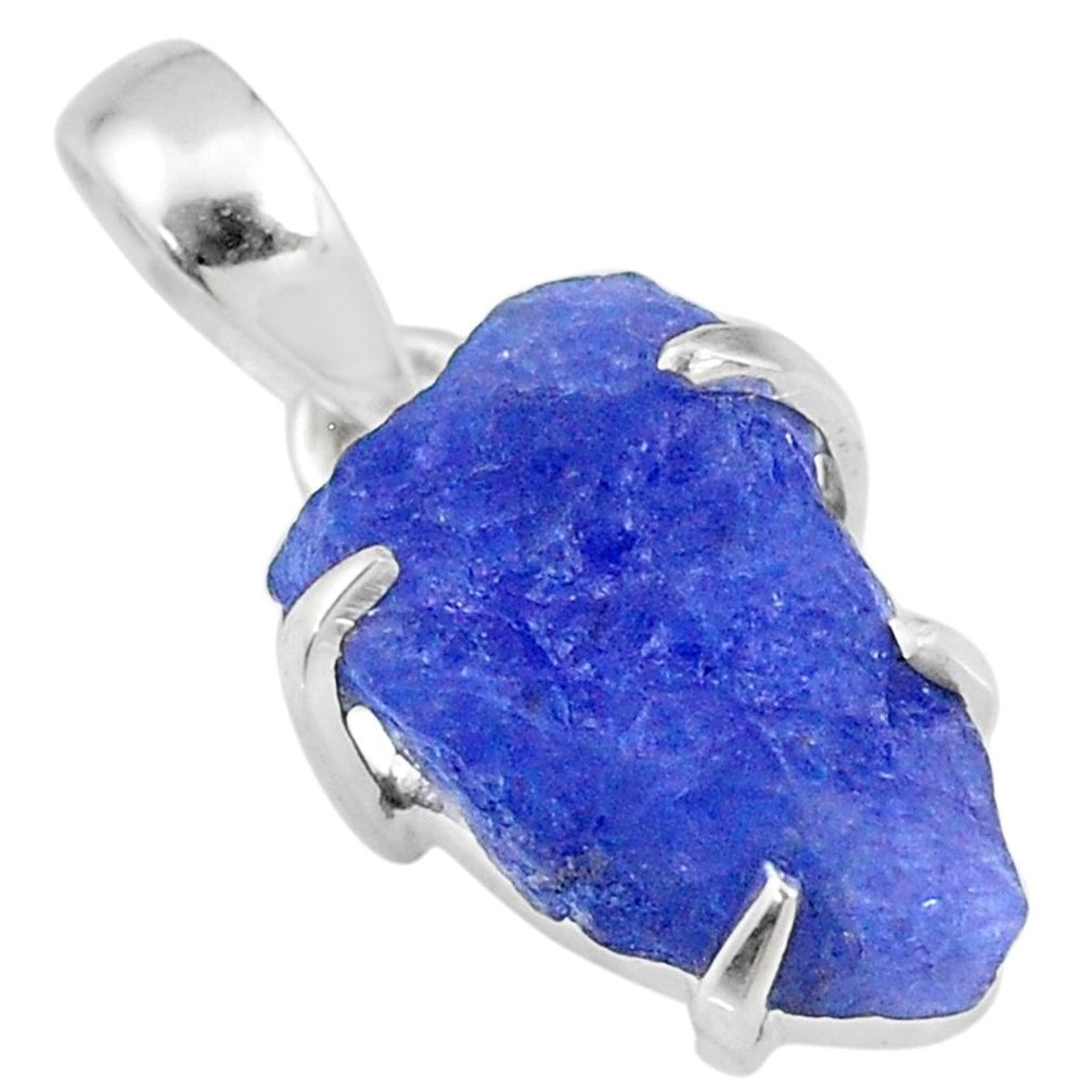 11.65cts natural blue tanzanite raw 925 silver handmade pendant r82987