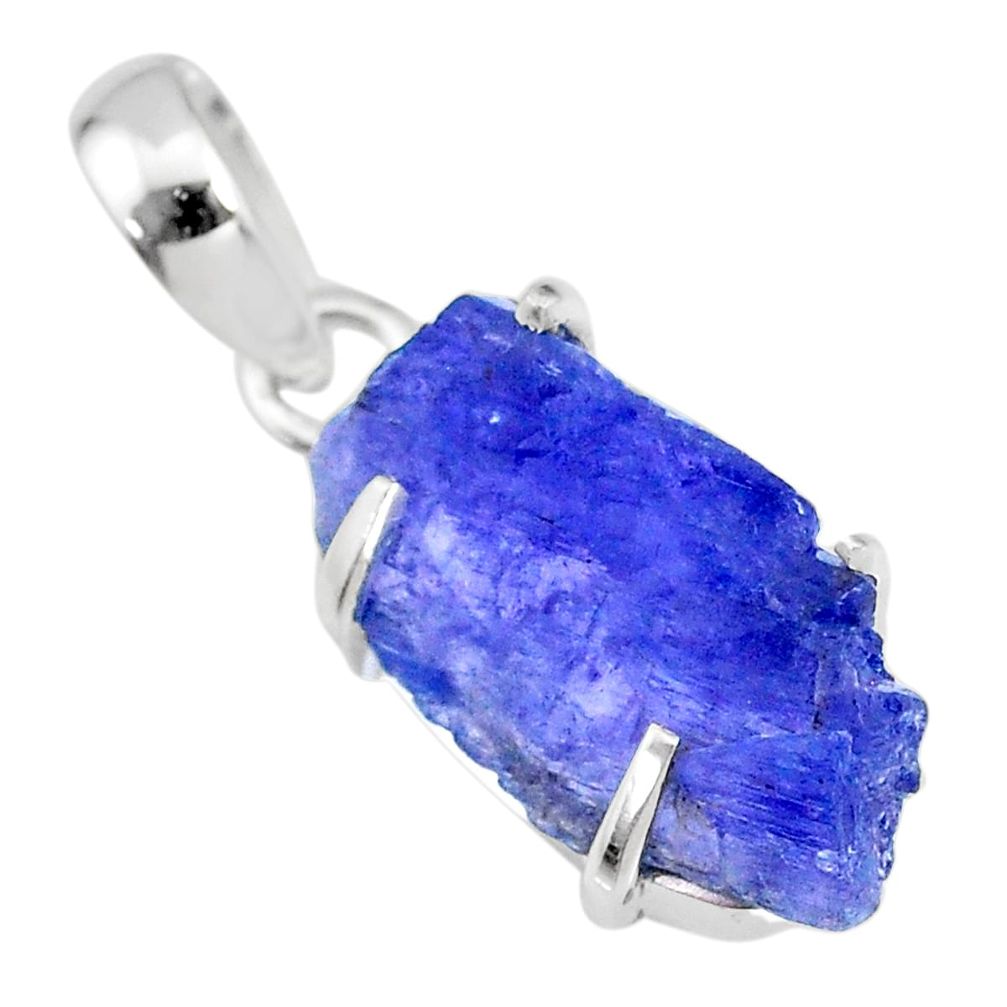 11.65cts natural blue tanzanite raw 925 silver handmade pendant r82990