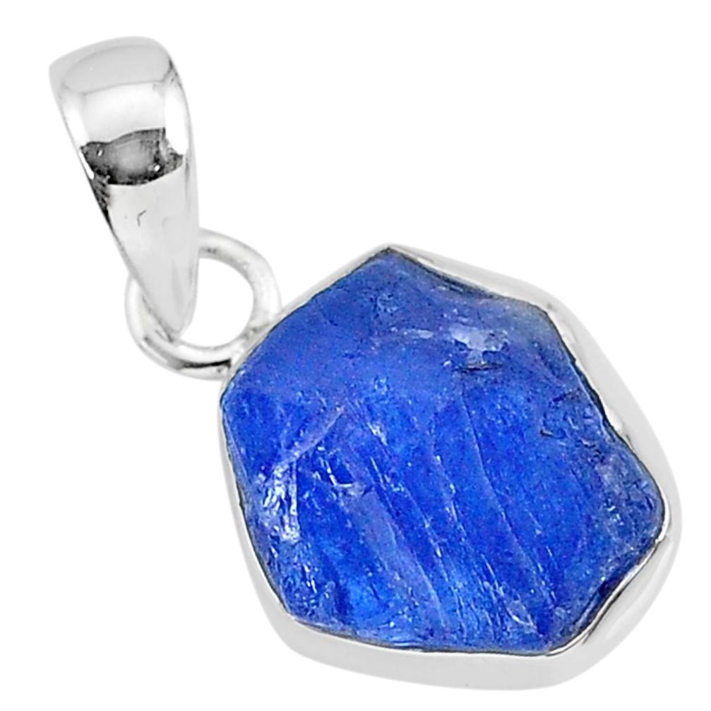 7.04cts natural blue tanzanite raw 925 sterling silver pendant jewelry r91681