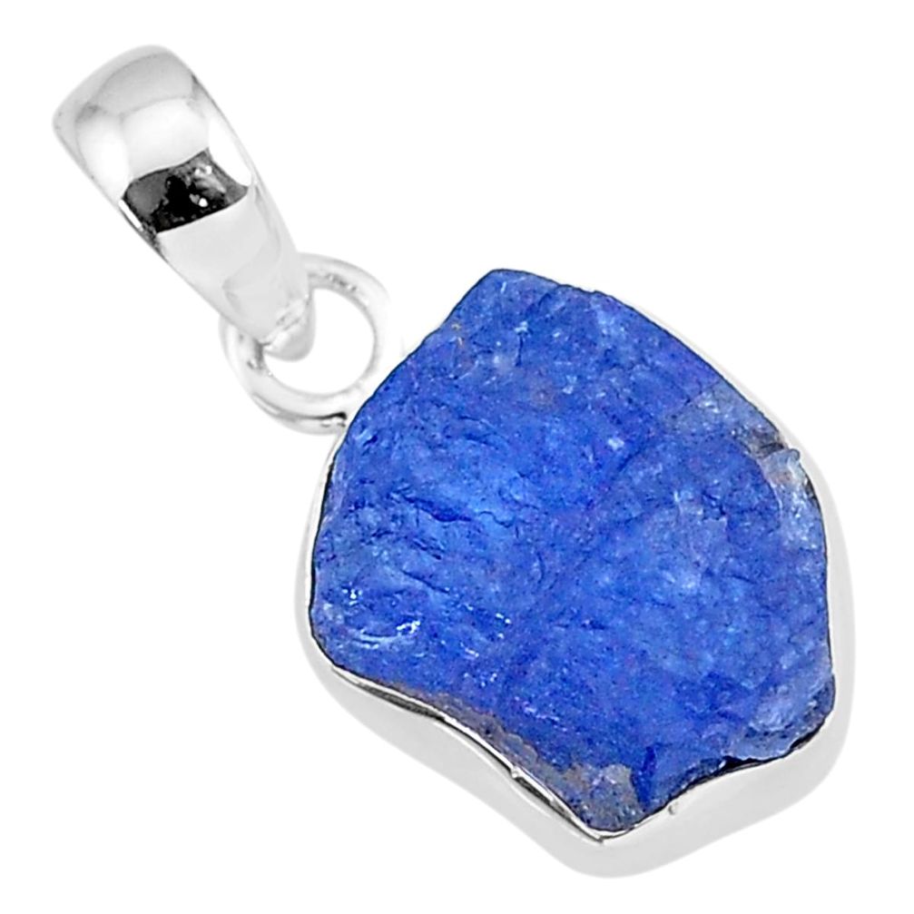 7.08cts natural blue tanzanite raw 925 sterling silver pendant jewelry r91682