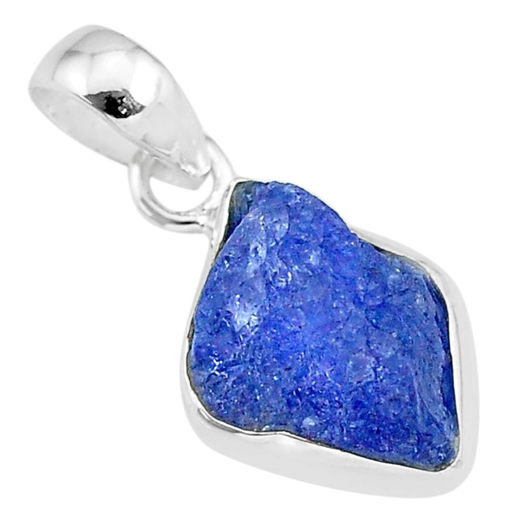 7.06cts natural blue tanzanite raw 925 sterling silver pendant jewelry r91685