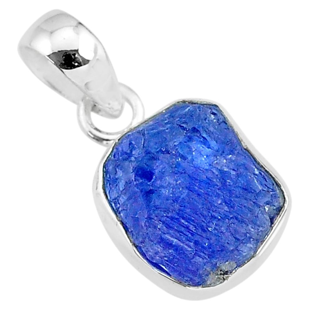 6.73cts natural blue tanzanite raw 925 sterling silver pendant jewelry r91686