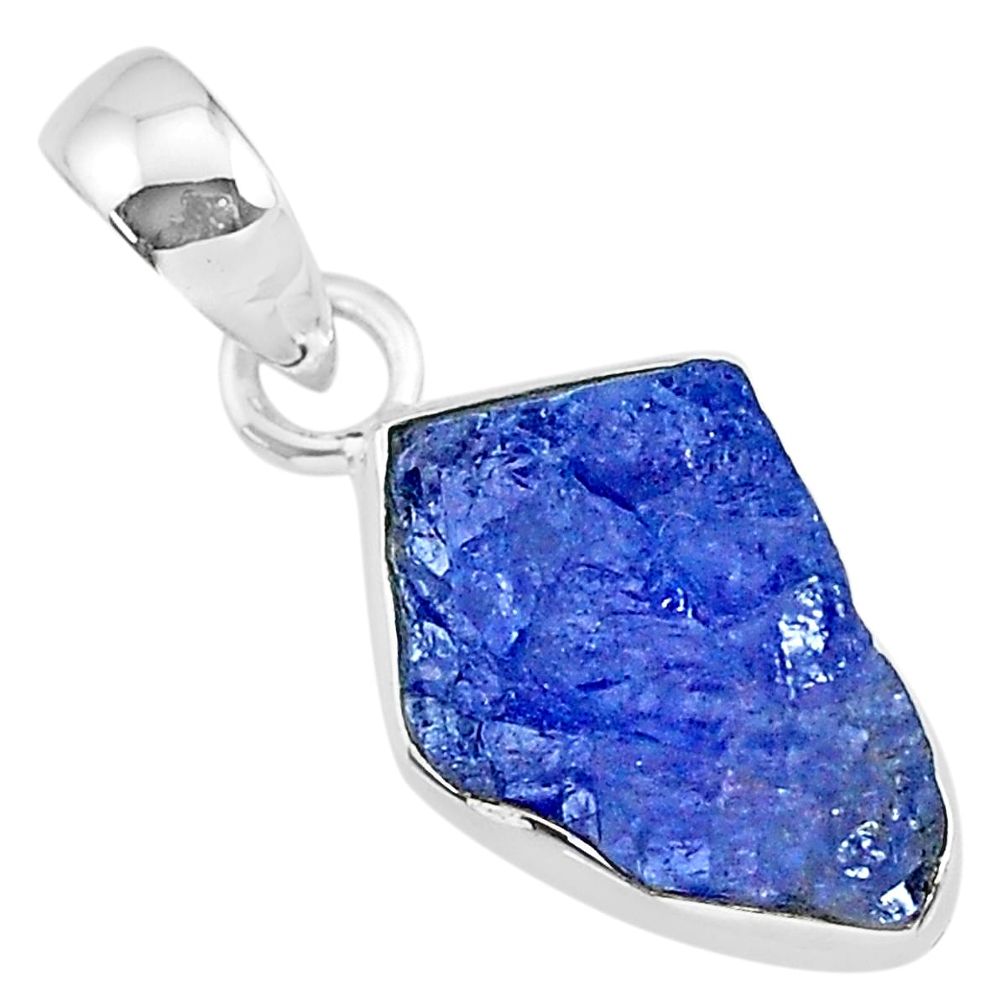 6.47cts natural blue tanzanite raw 925 sterling silver pendant jewelry r91692