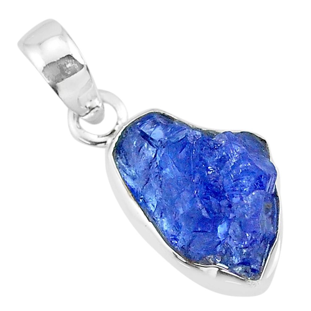 6.64cts natural blue tanzanite raw 925 sterling silver pendant jewelry r91693