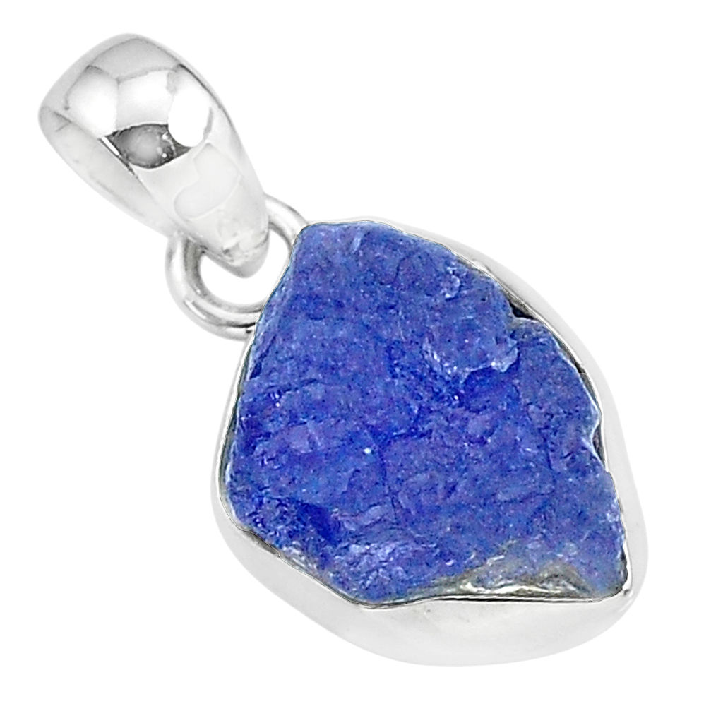 6.29cts natural blue tanzanite raw 925 sterling silver pendant jewelry r91695