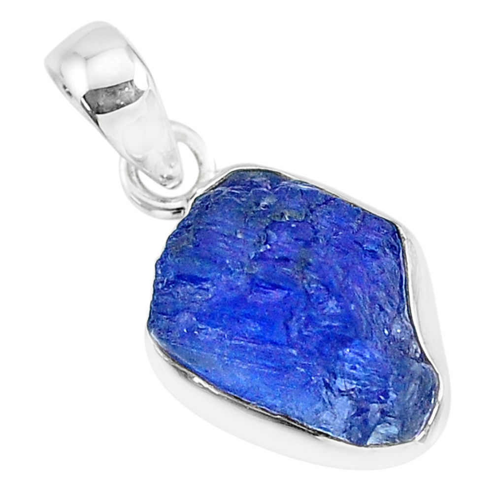 7.68cts natural blue tanzanite raw 925 sterling silver pendant jewelry r91696