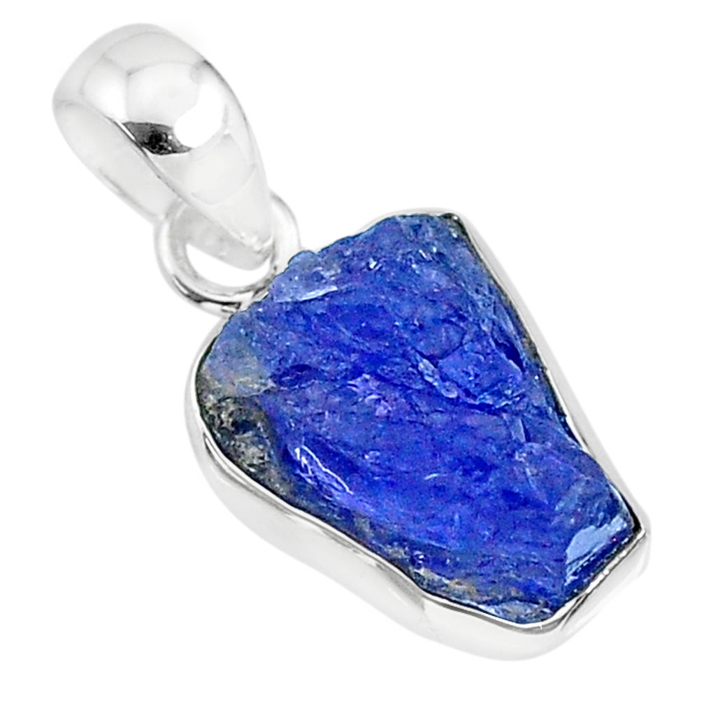 6.40cts natural blue tanzanite raw 925 sterling silver pendant jewelry r91699