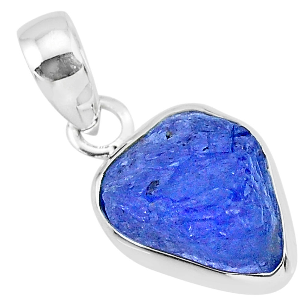 6.73cts natural blue tanzanite raw 925 sterling silver pendant jewelry r91701