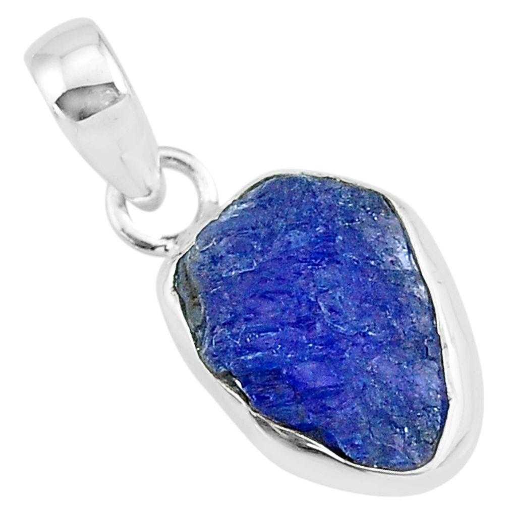 6.29cts natural blue tanzanite raw 925 sterling silver pendant jewelry r91702