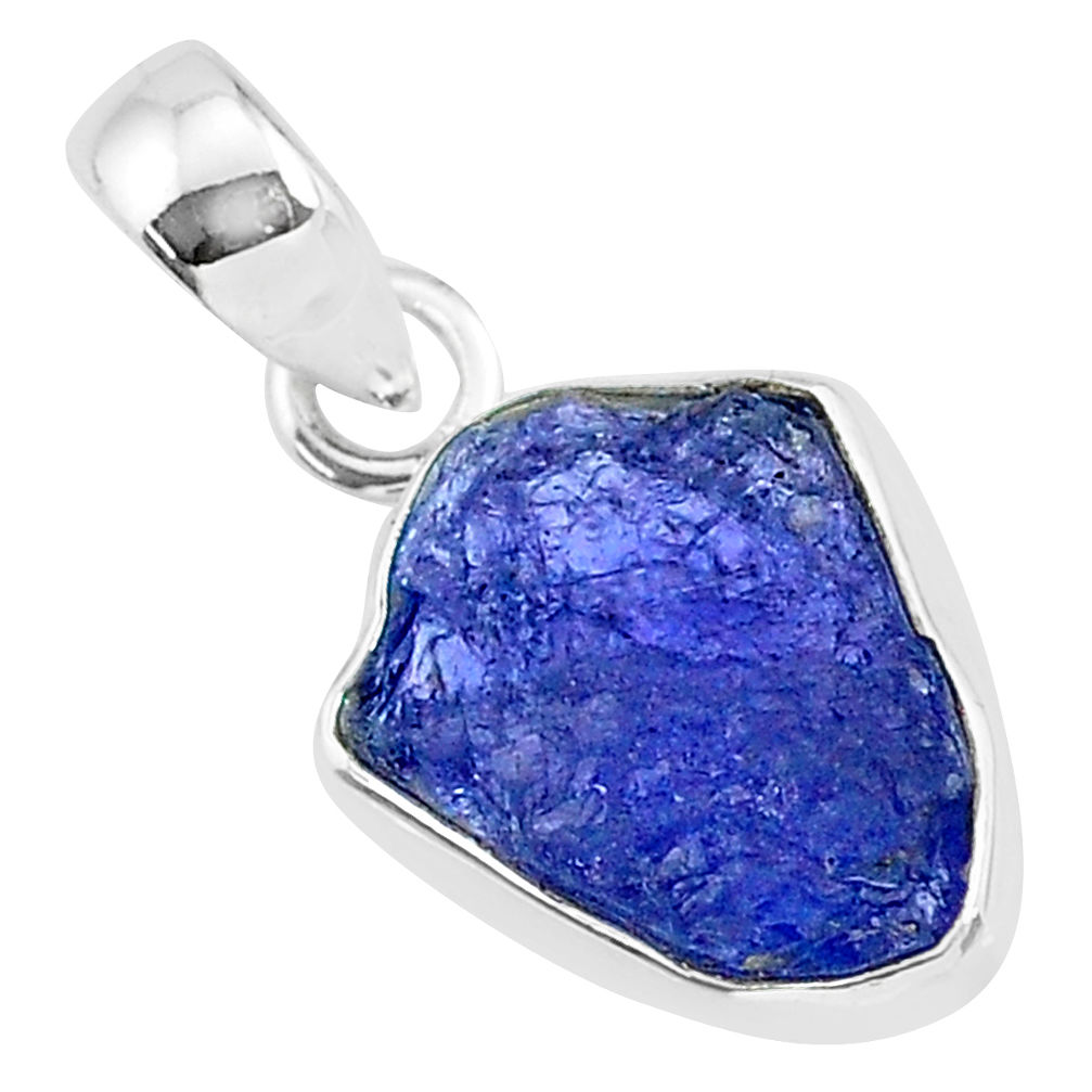 6.51cts natural blue tanzanite raw 925 sterling silver pendant jewelry r91709