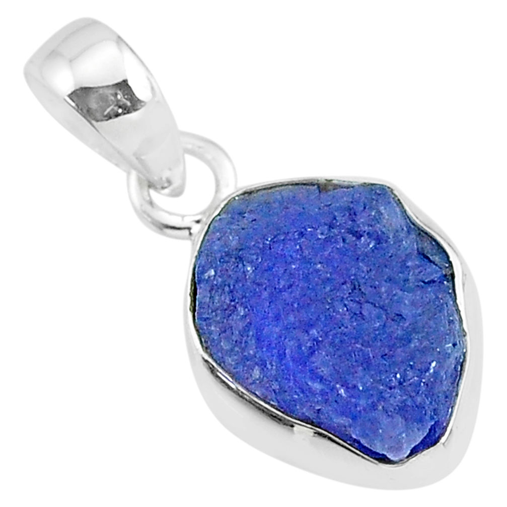 6.53cts natural blue tanzanite raw 925 sterling silver pendant jewelry r91711