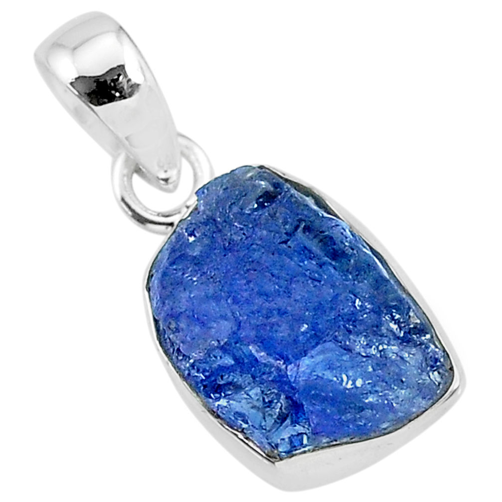 6.71cts natural blue tanzanite raw 925 sterling silver pendant jewelry r91712