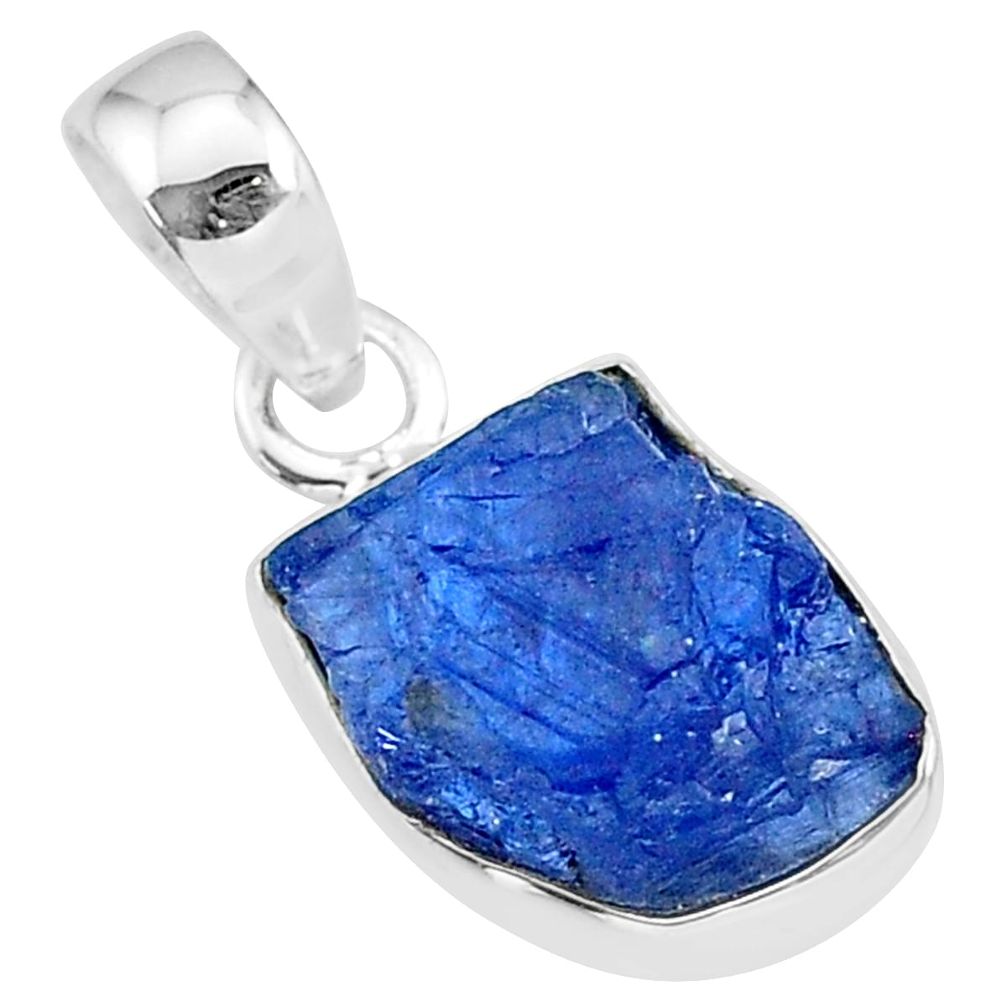 6.75cts natural blue tanzanite raw 925 sterling silver pendant jewelry r91713