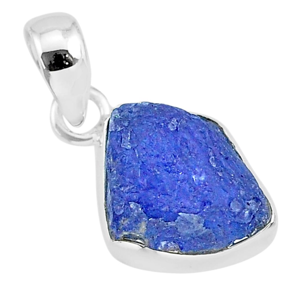 6.91cts natural blue tanzanite raw 925 sterling silver pendant jewelry r91716