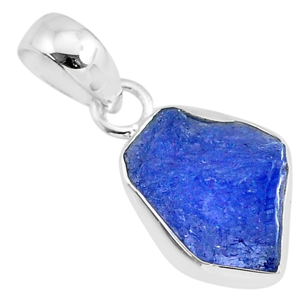 6.18cts natural blue tanzanite raw 925 sterling silver pendant jewelry r91719