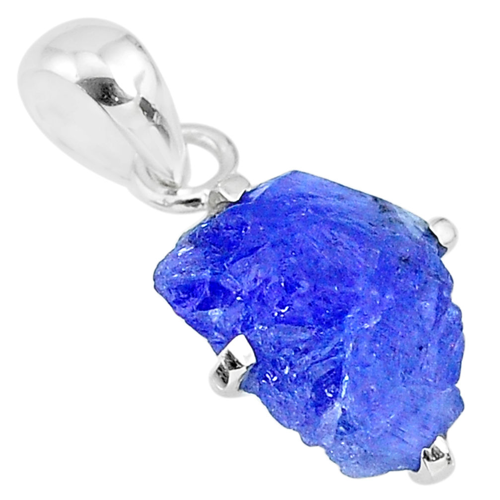 6.80cts natural blue tanzanite raw 925 sterling silver pendant jewelry r91722