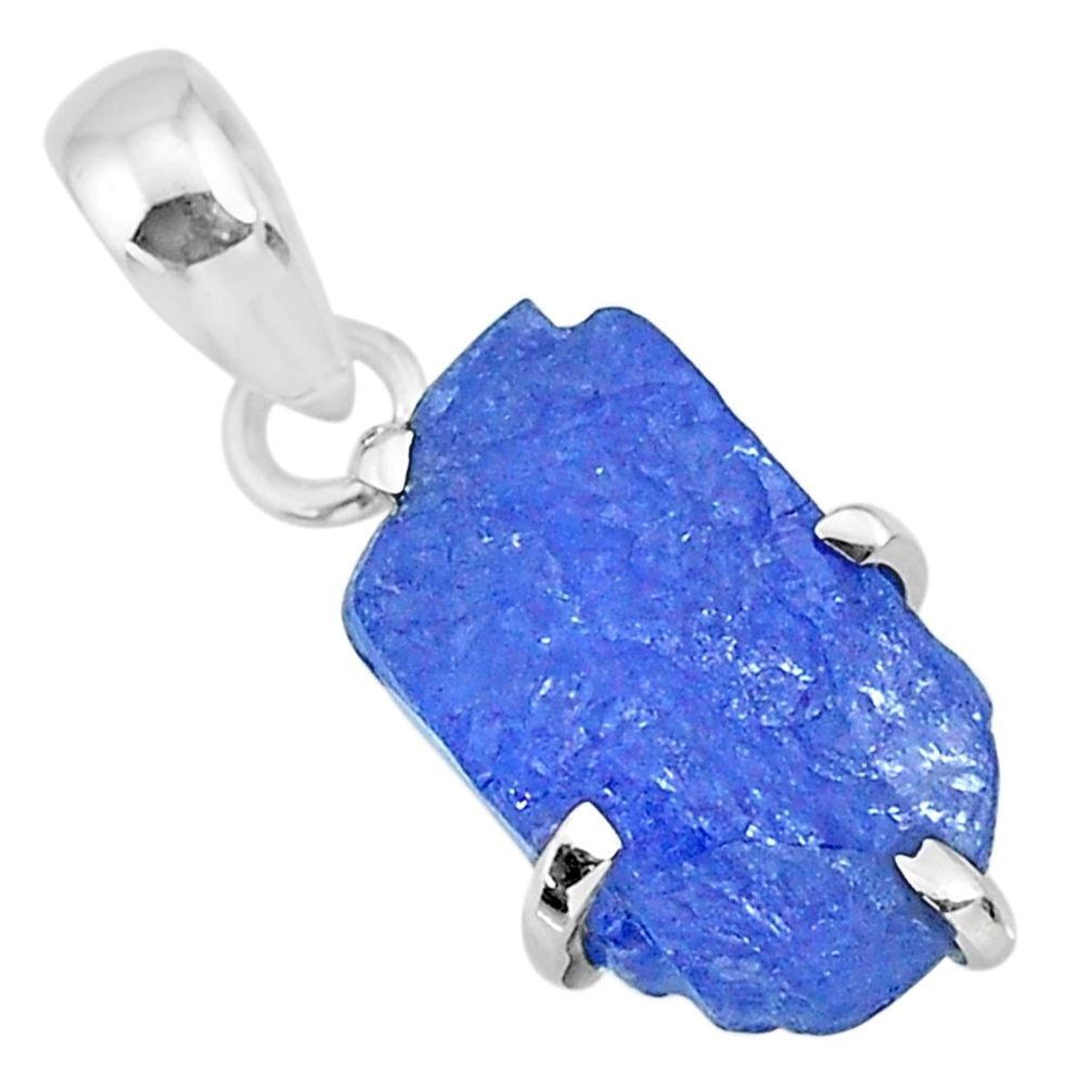 7.94cts natural blue tanzanite raw 925 sterling silver pendant jewelry r91732