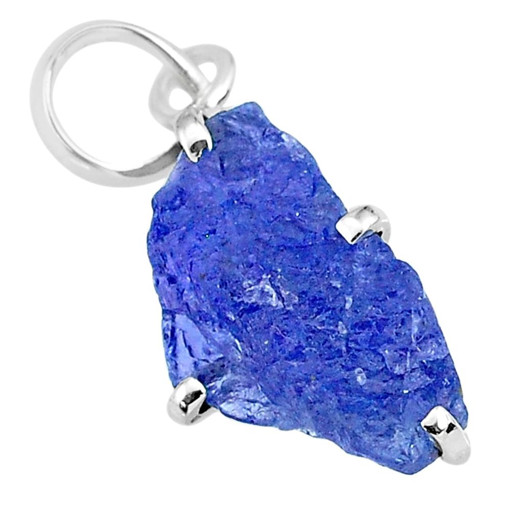 6.99cts natural blue tanzanite raw 925 sterling silver pendant jewelry r91733