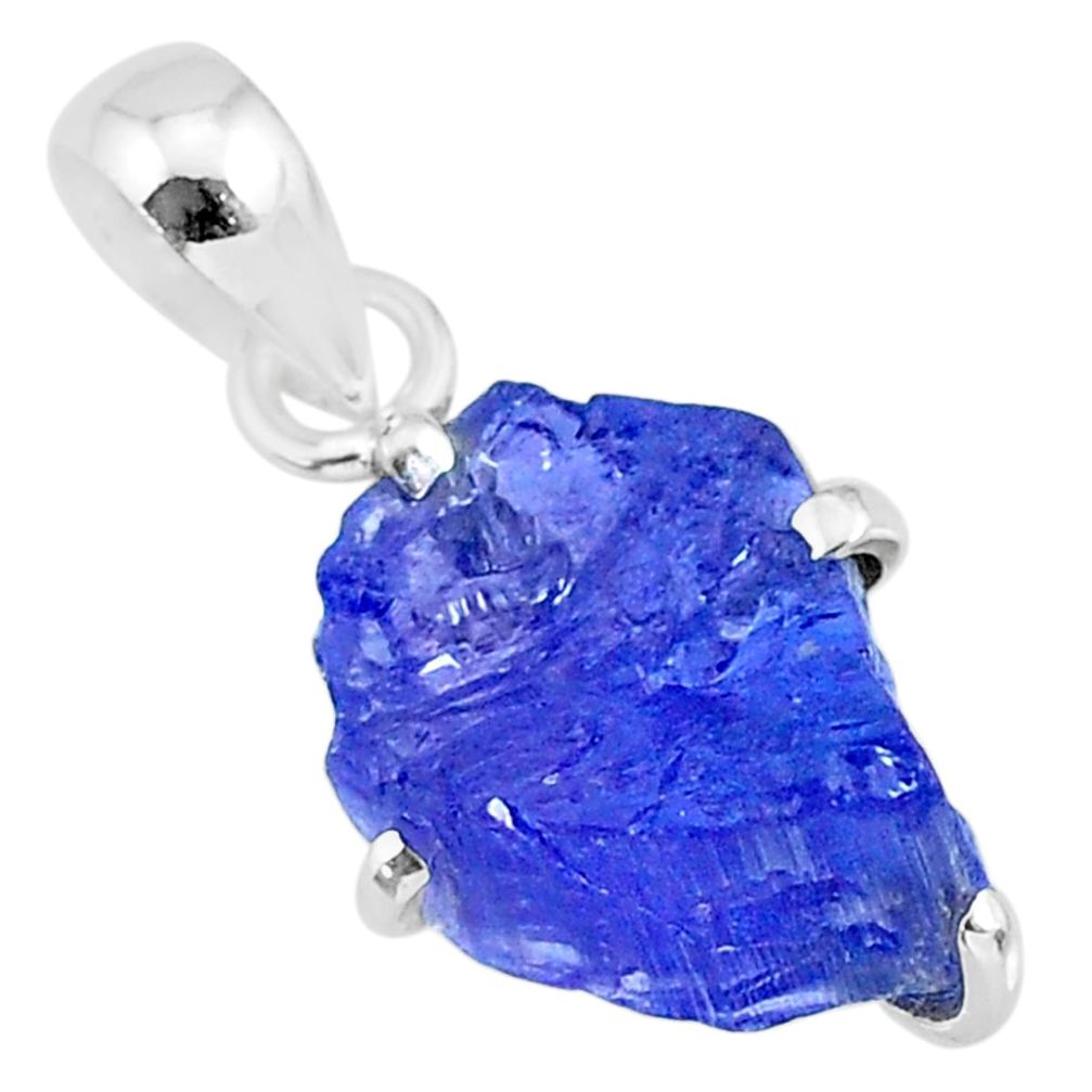 6.72cts natural blue tanzanite raw 925 sterling silver pendant jewelry r91737