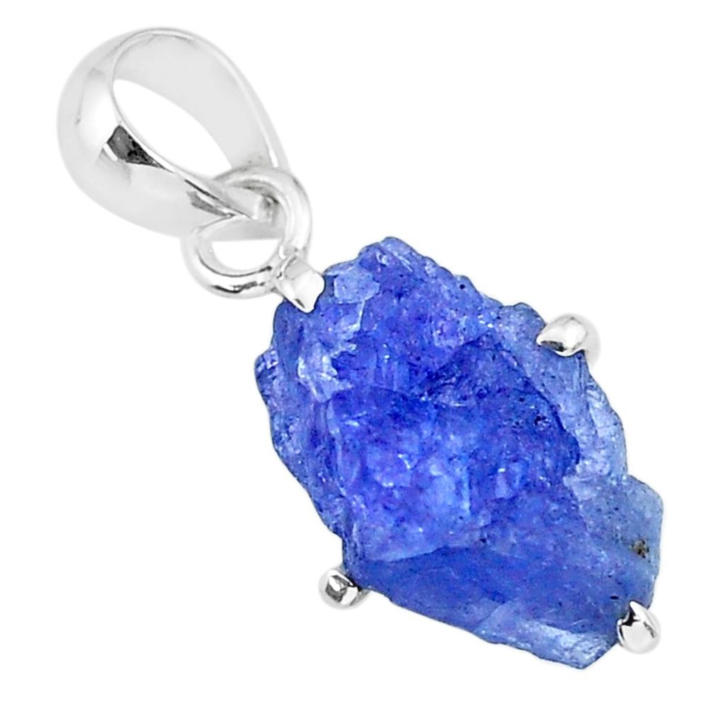 7.26cts natural blue tanzanite raw 925 sterling silver pendant jewelry r91745