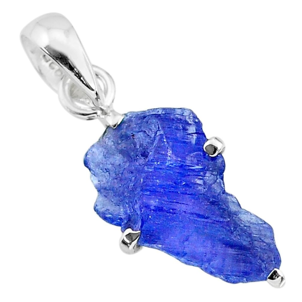 5.48cts natural blue tanzanite raw 925 sterling silver pendant jewelry r91755