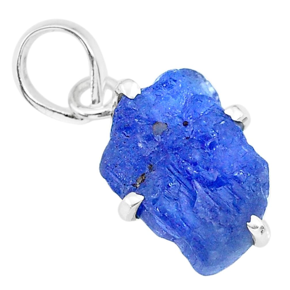 7.64cts natural blue tanzanite raw 925 sterling silver pendant jewelry r91757