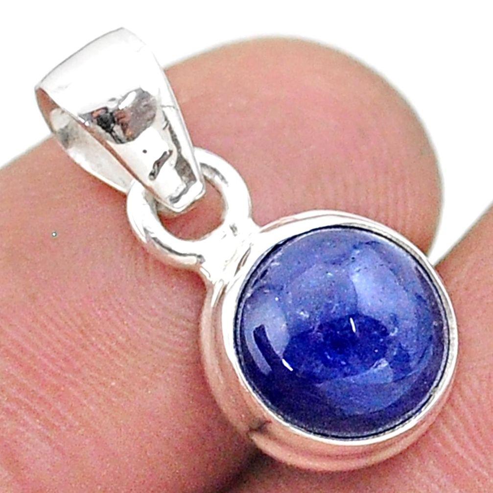 5.07cts natural blue tanzanite round 925 sterling silver pendant jewelry t44690