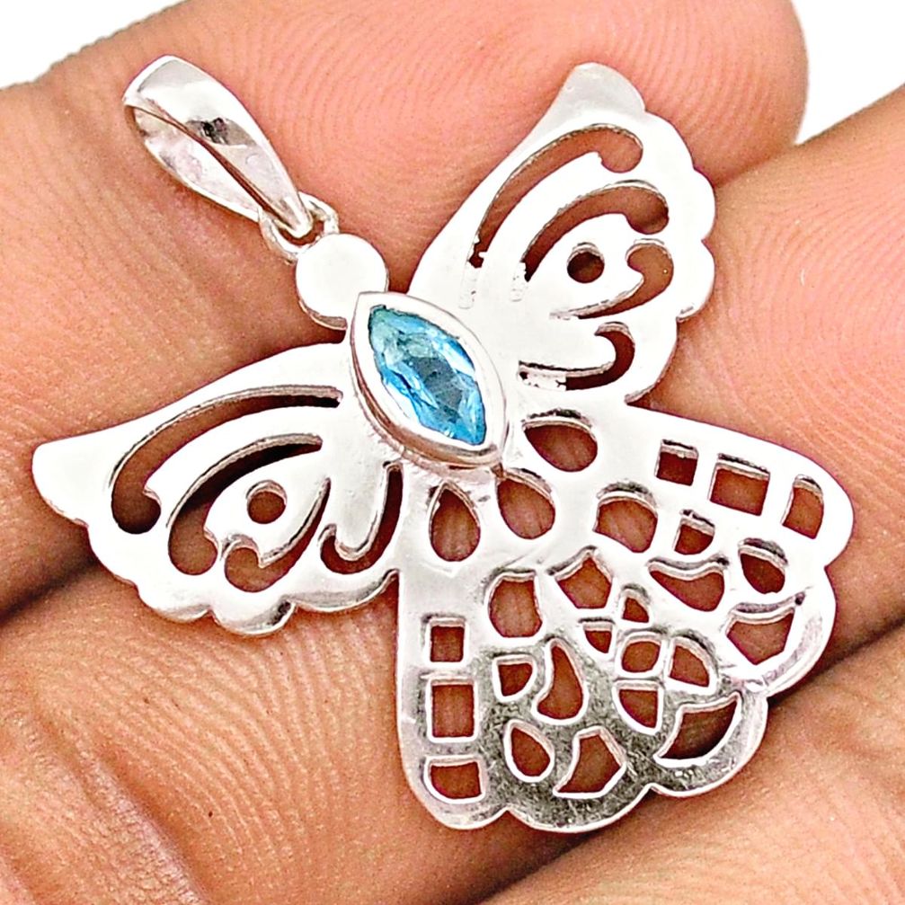 0.42cts natural blue topaz 925 sterling silver dragonfly pendant jewelry u17537