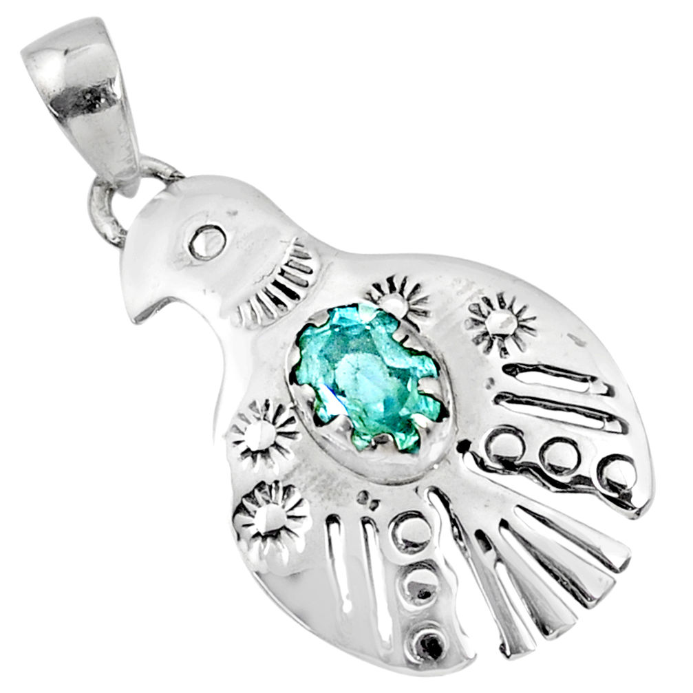 2.02cts natural blue topaz 925 sterling silver eagle charm pendant r67648