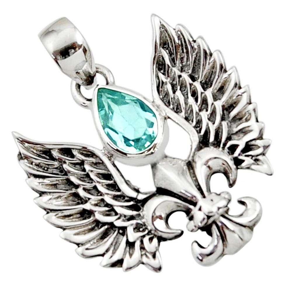 blue topaz 925 sterling silver feather charm pendant d44842