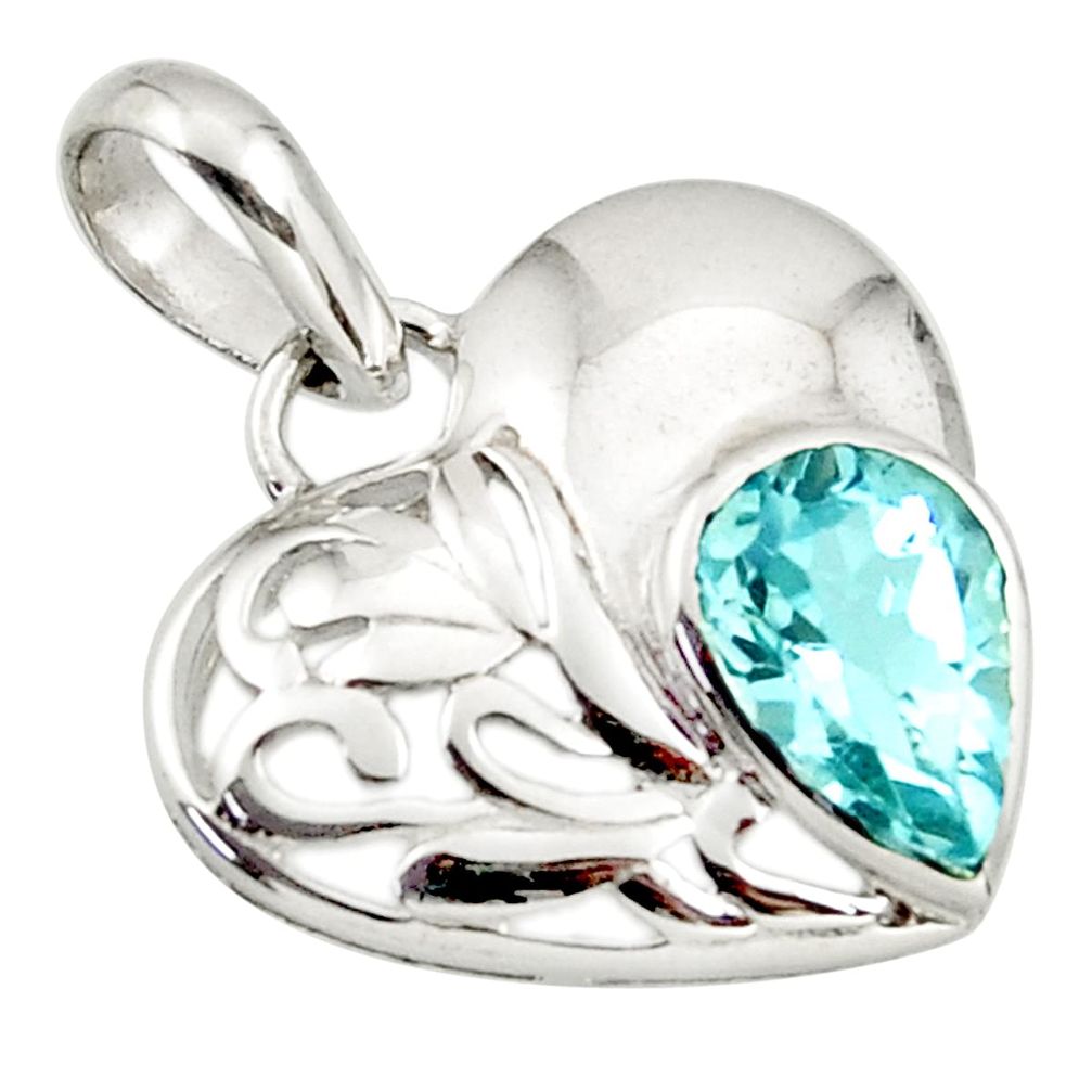 blue topaz 925 sterling silver heart pendant jewelry d45639