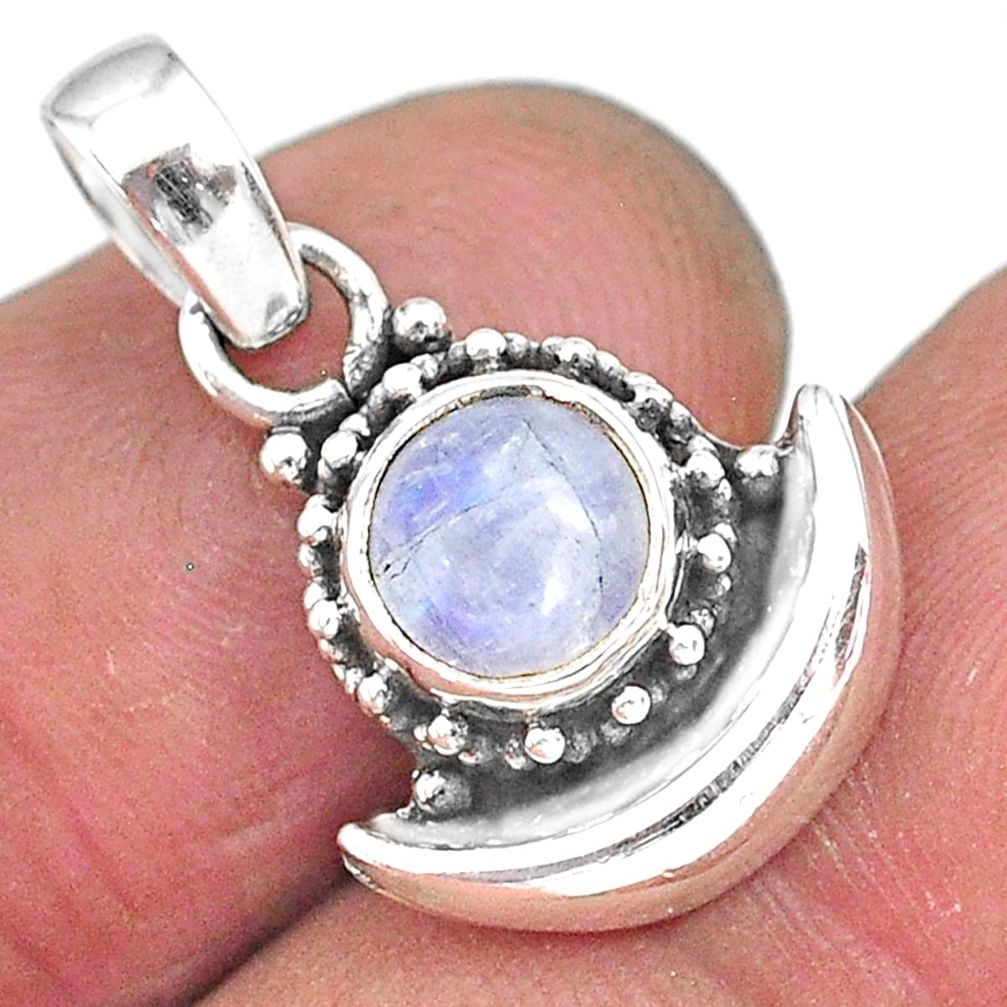 2.50cts natural blue topaz 925 sterling silver moon pendant jewelry r89574